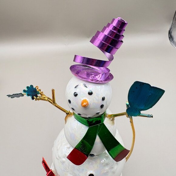 Vibrant Snowman Christmas Figurine with Metallic Glossy Accents Don Mechanic - Picture 7 of 8